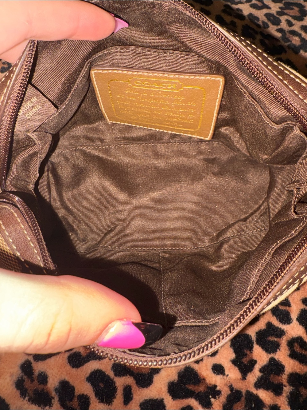 Coach 65th anniversary Signature Canvas Cosmetic Pouch in Brown/Tan - Picture 5 of 6